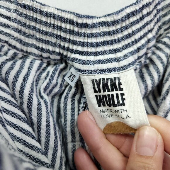 Lykke Wullf Basil Striped Linen Pants Size XS Cropped Wide Leg - Picture 14 of 15